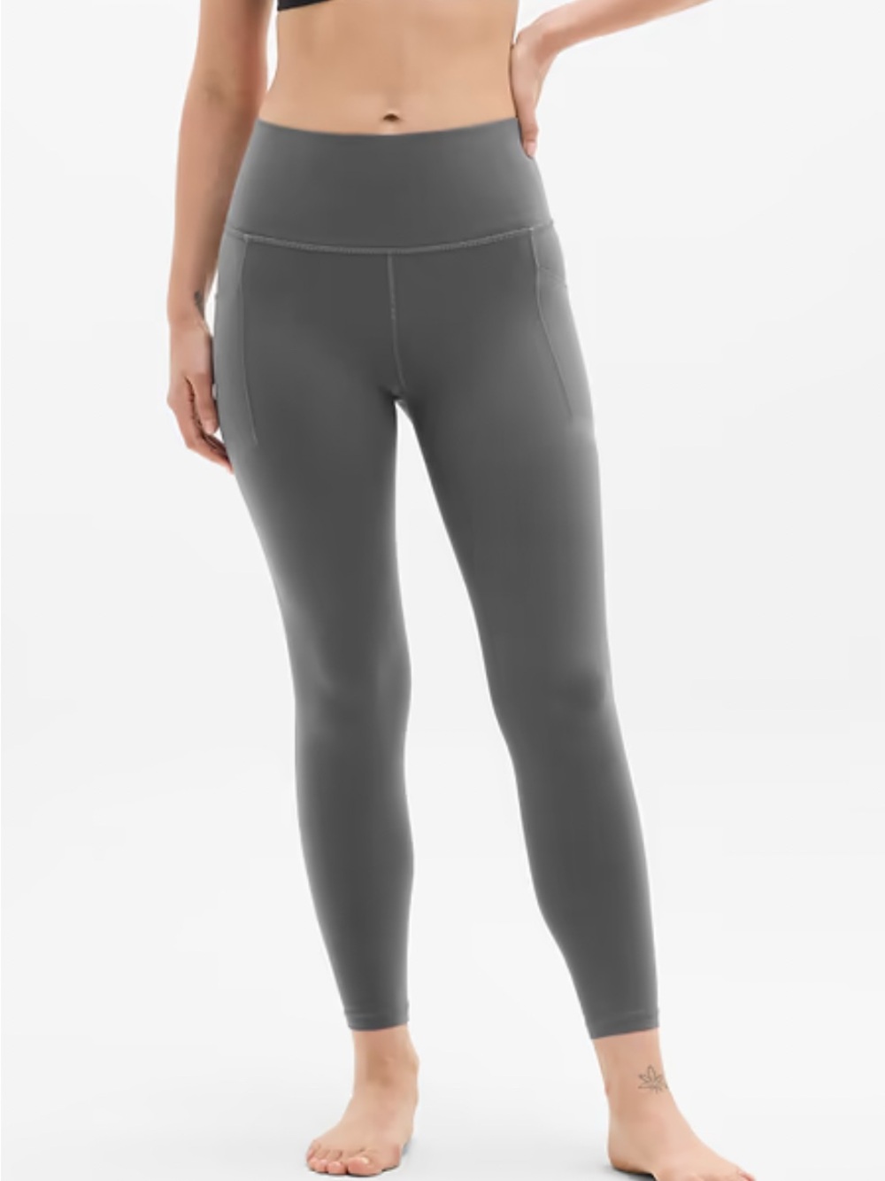NWOT Athleta Gray Salutation Stash Tight Leggings with side pockets - size XXS
